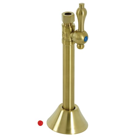 Kingston Brass CC83257 1/2" Sweat x 3/8" O.D. Comp Straight Shut-Off Valve with 5" Extension, Brushed Brass CC83257